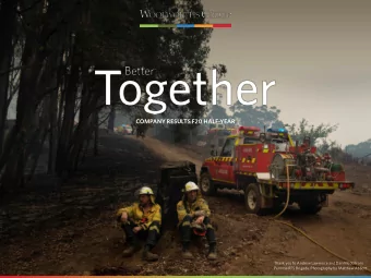 1  HALF-YEAR 2020  COMPANY RESULTS F20 HALF-YEAR  Thank you to Andrew Lawrence and Dan Medd from