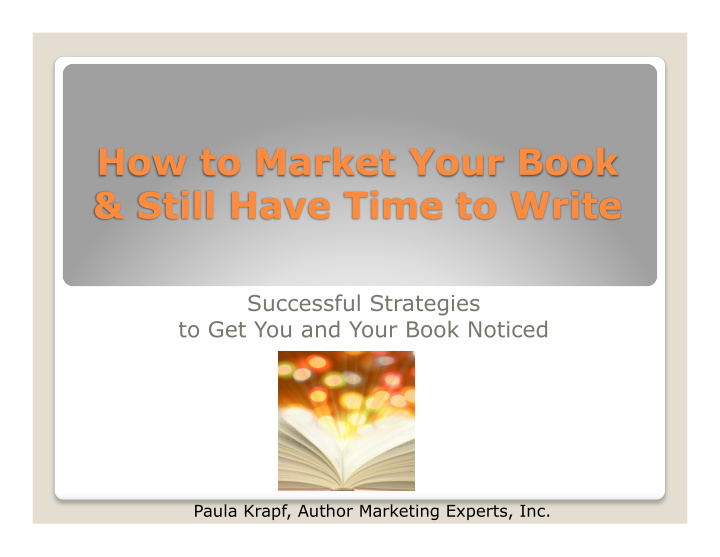 successful strategies to get you and your book noticed