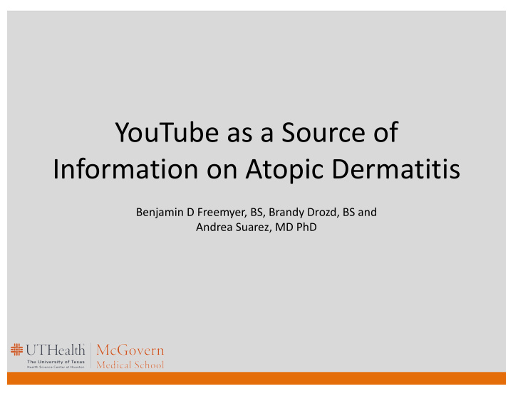 youtube as a source of information on atopic dermatitis