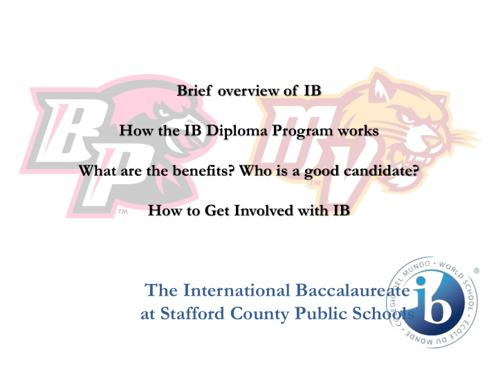 the international baccalaureate at stafford county public