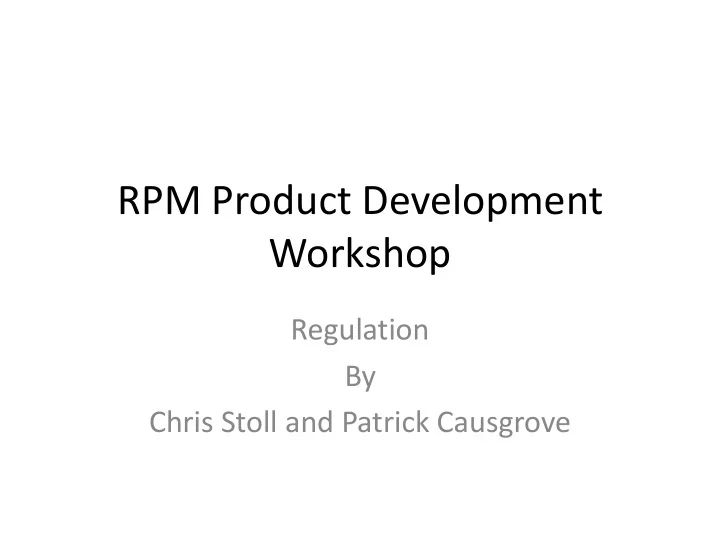 rpm product development