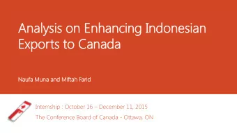 An  Anal  alys  ysis  is on  on En  Enhan  hancing  cing In  Indo  donesian  nesian  Ex  Expo