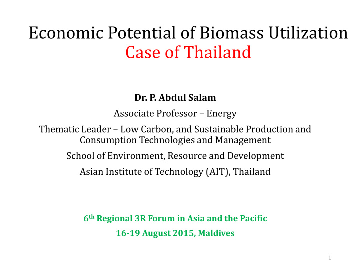 economic potential of biomass utilization case of thailand