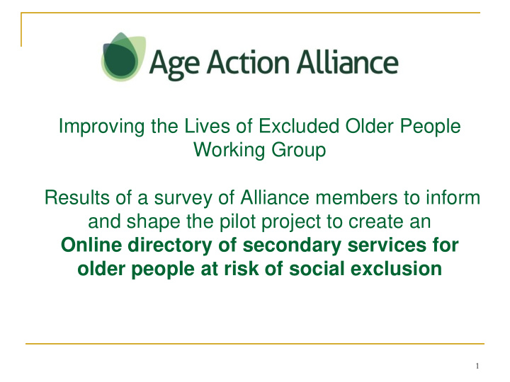 improving the lives of excluded older people