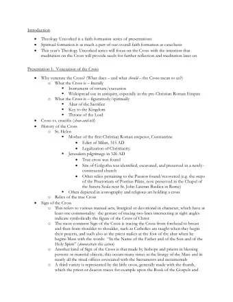Introduction  Theology Uncorked is a faith formation series of presentations  Spiritual