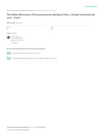 The Maker Movement (Prezi presentation @Digital Polis, Colloque International  2015 - Paris)