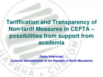Tariffication and Transparency of Non-tariff Measures in CEFTA   possibilities from support from