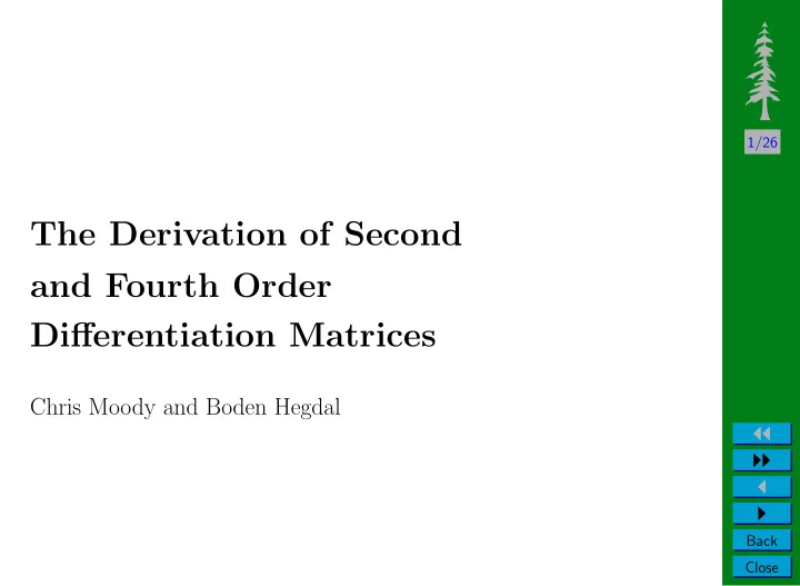 the derivation of second and fourth order differentiation