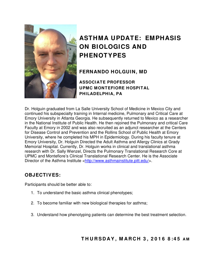 asthma update emphasis on biologics and phenotypes