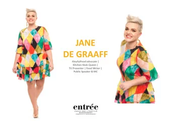 JANE  DE GRAAFF  #JoyfulFood advocate |  Kitchen Hack Queen |  TV Presenter | Food Writer |  Public
