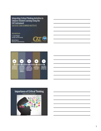 Importance of Critical Thinking  Information Overload  1  Information and the Internet  97% of