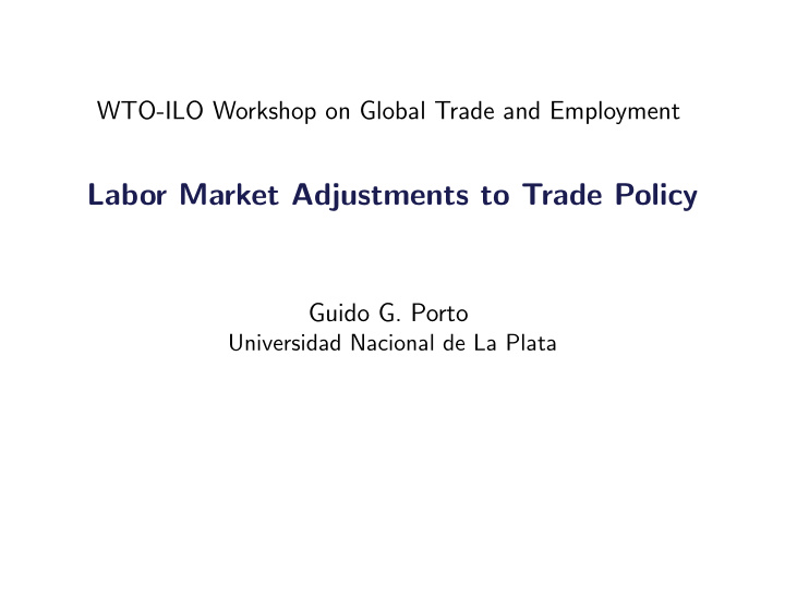 labor market adjustments to trade policy