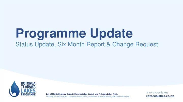 programme update