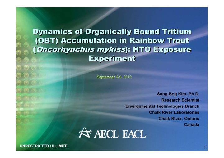 dynamics of organically bound tritium dynamics of