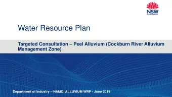 Water Resource Plan Targeted Consultation  Peel Alluvium (Cockburn River Alluvium  Management
