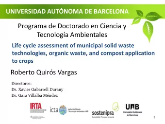 Programa de Doctorado en Ciencia y  Tecnologa Ambientales  Life cycle assessment of municipal