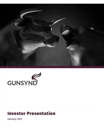 Investor Presentation  January 2017  Disclaimer  This presentation does not constitute a