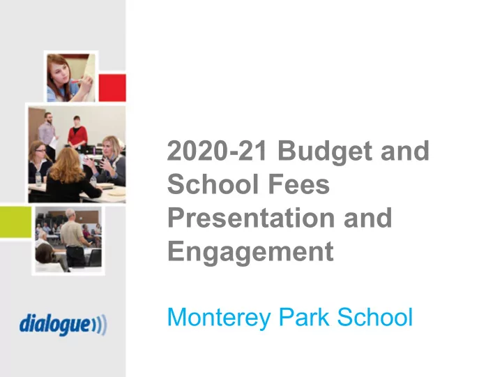 2020 21 budget and school fees presentation and engagement