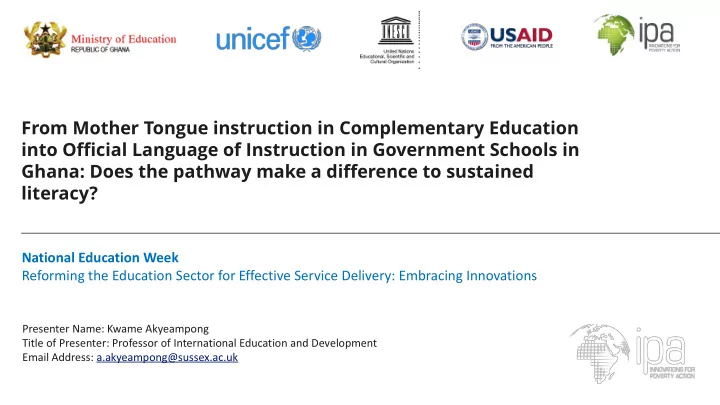 from mother tongue instruction in complementary education