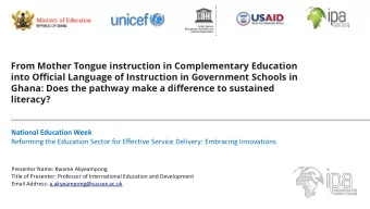 From Mother Tongue instruction in Complementary Education  into Official Language of Instruction in