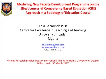 Modelling New Faculty Development Programme on the  Effectiveness of Competency Based Education