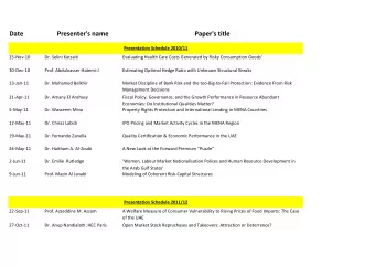 Date  Presenter's name  Paper's title  Presentation Schedule 2010/11  25-Nov-10  Dr. Selini