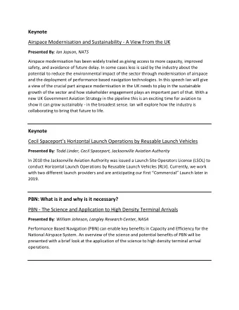 Keynote  Airspace Modernisation and Sustainability - A View From the UK Presented By : Ian Jopson,