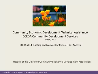 Center for Community Economic Development Assistance Community Economic Development  Technical