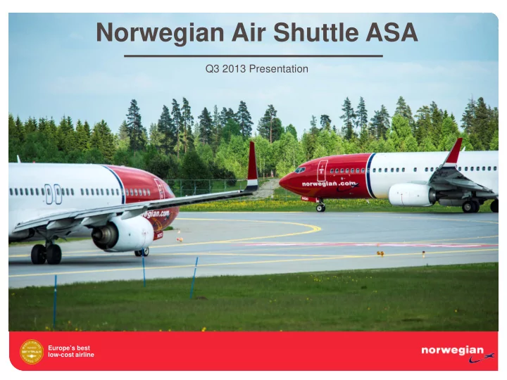 norwegian air shuttle asa