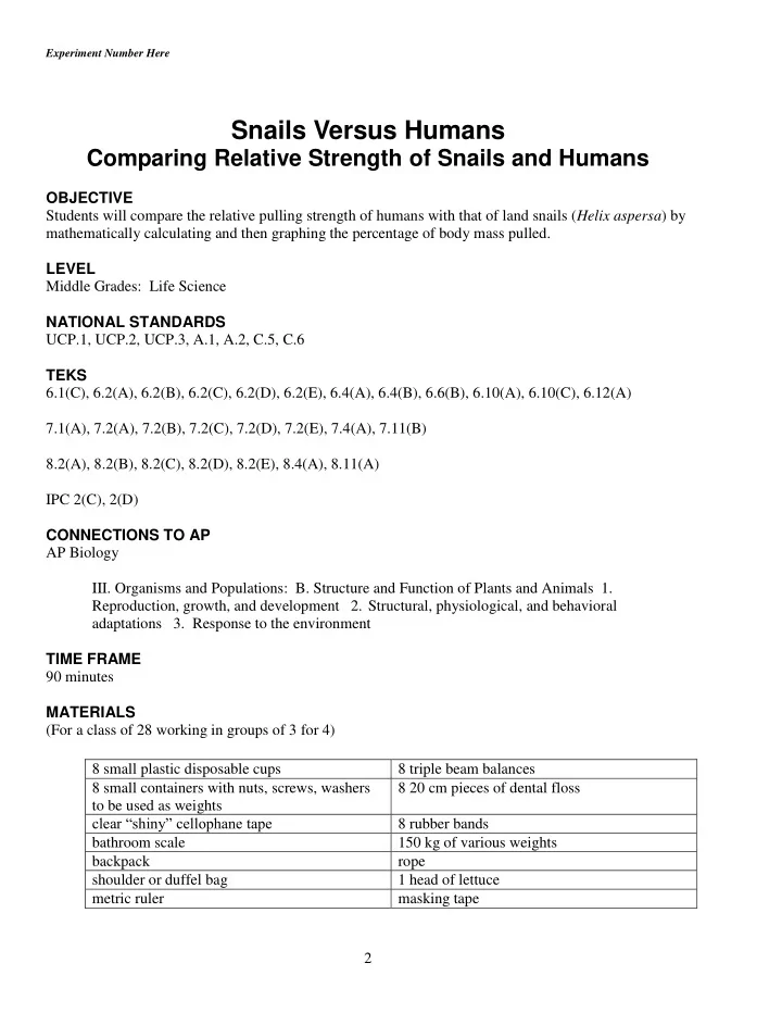 snails versus humans