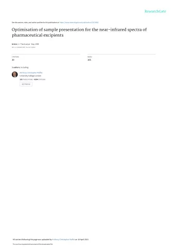 Optimisation of sample presentation for the near-infrared spectra of  pharmaceutical excipients