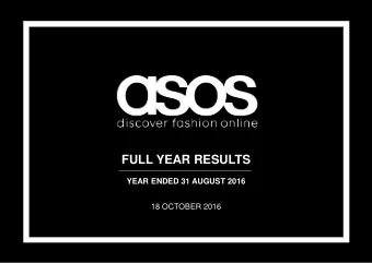 FULL YEAR RESULTS  YEAR ENDED 31 AUGUST 2016  18 OCTOBER 2016  1  0  INTRODUCTION NICK BEIGHTON