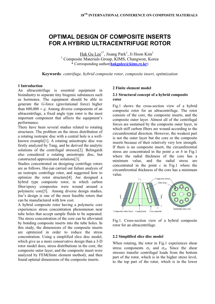 optimal design of composite inserts for a hybrid