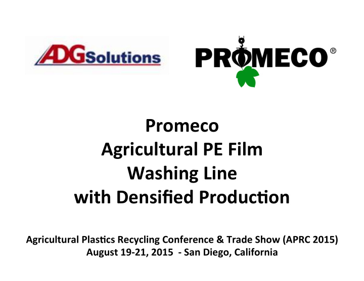 promeco agricultural pe film washing line with densified