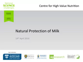 Natural Protection of Milk 14 th April 2016  Host Institution  Allergy prevalence  Allergic