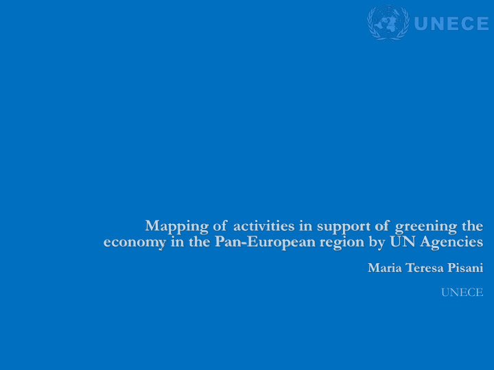 mapping of activities in support of greening the economy