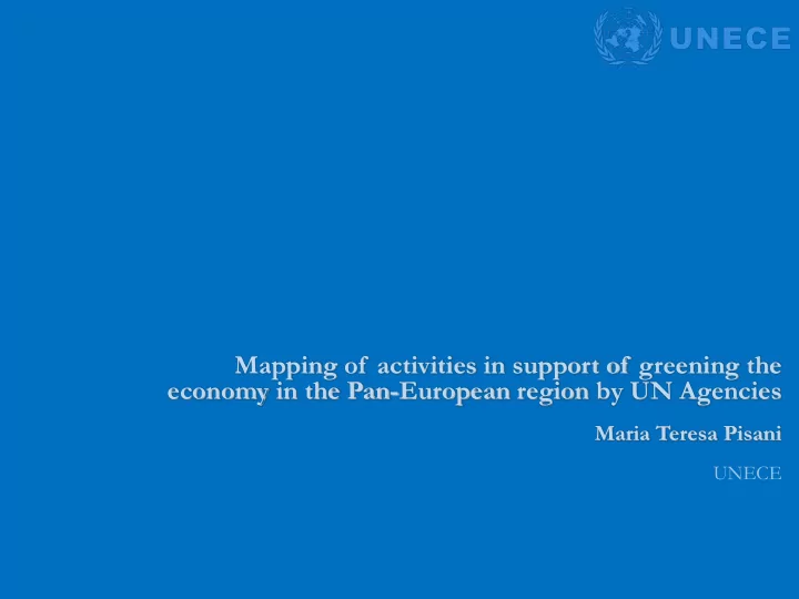 mapping of activities in support of greening the economy