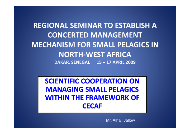 regional seminar to establish a concerted management