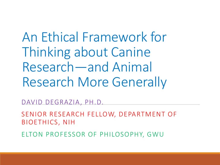 an ethical framework for