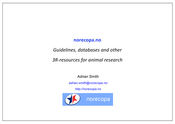 norecopa no guidelines databases and other 3r resources