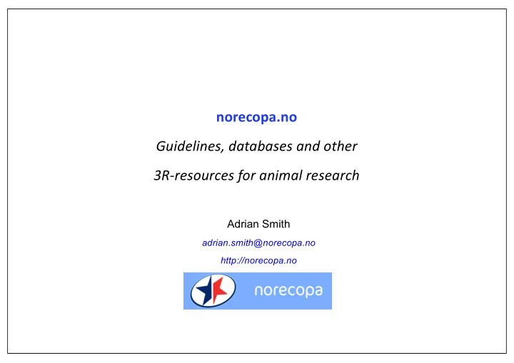 norecopa no guidelines databases and other 3r resources