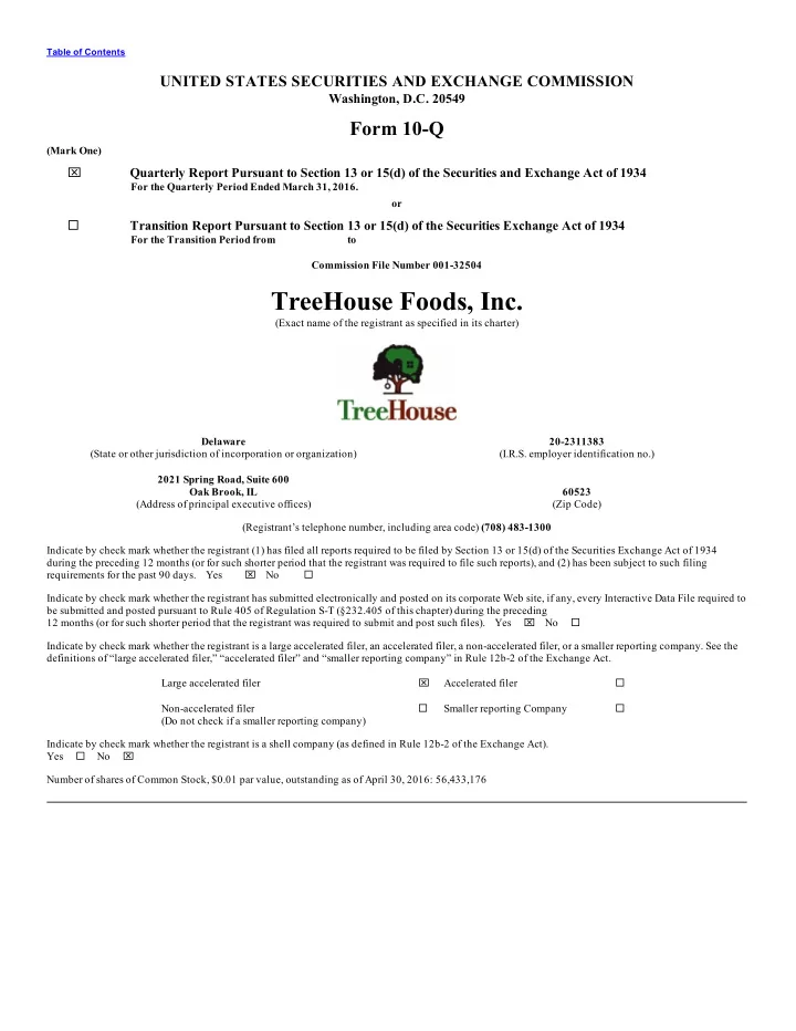 treehouse foods inc