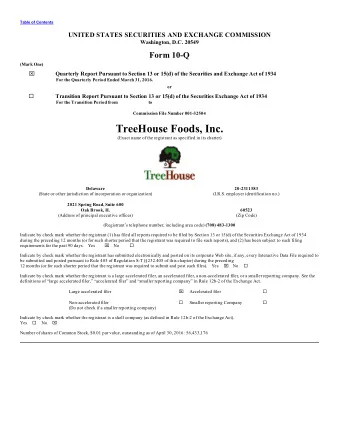 TreeHouse Foods, Inc.  (Exact name of the registrant as specified in its charter)  Delaware