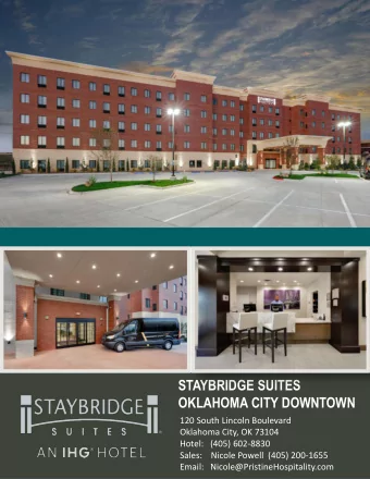 STAYBRIDGE SUITES  OKLAHOMA CITY DOWNTOWN  120 South Lincoln Boulevard  Oklahoma City, OK 73104