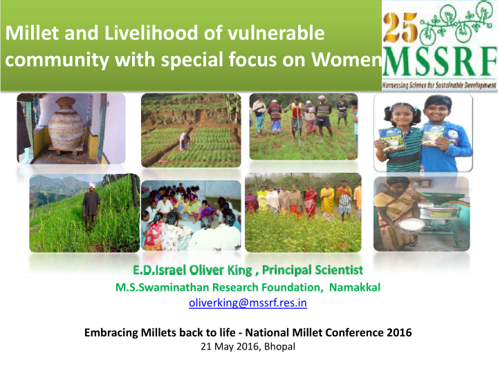 millet and livelihood of vulnerable community with