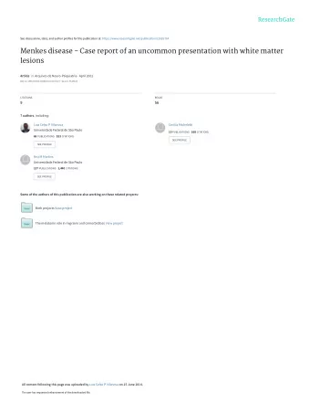 Menkes disease - Case report of an uncommon presentation with white matter  lesions Article in