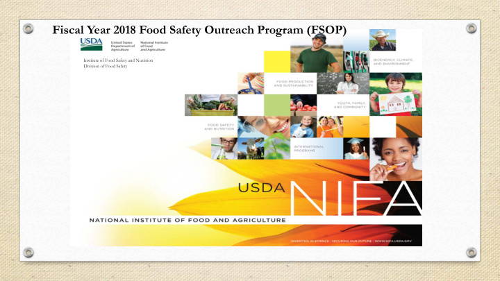 fiscal year 2018 food safety outreach program fsop