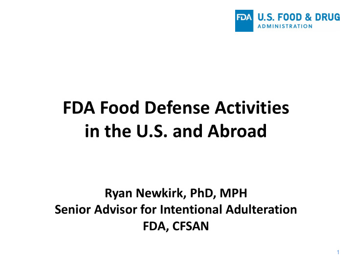 fda food defense activities in the u s and abroad