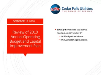 Review of 2019  hearing on November 14  Annual Operating  2018 Budget Amendment  2019 Annual