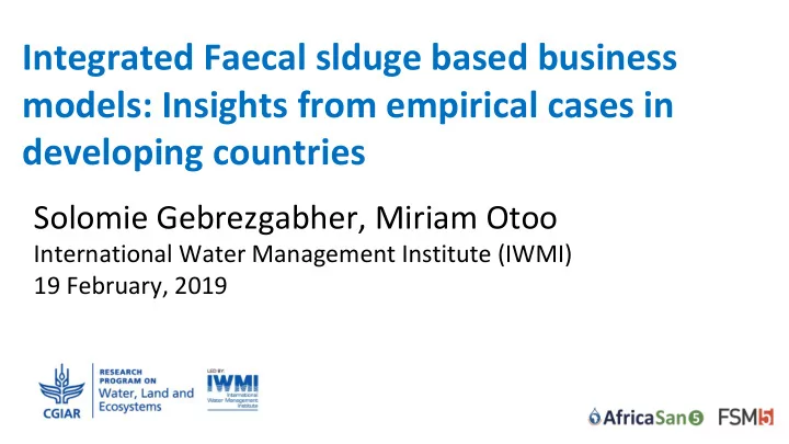 integrated faecal slduge based business